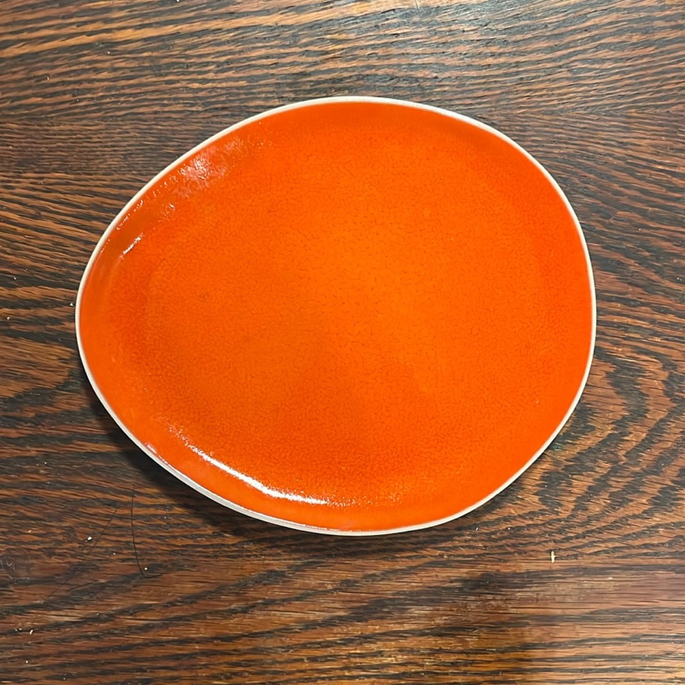 Crate & Barrel CB2 | Wilma Orange Salad Plate 8” | Orange and White | Ceramic